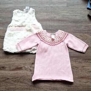 Little Lass Baby and Oshkosh Pink and Cream Little Girls 6M Dress Lot (2)